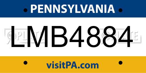 LMB4884 Pennsylvania License Plate