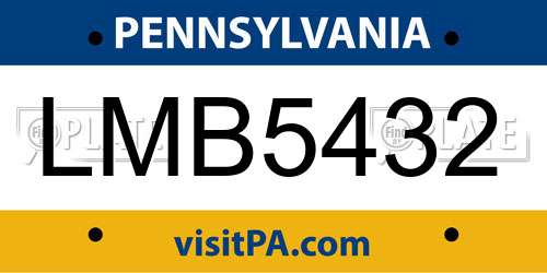 LMB5432 Pennsylvania License Plate