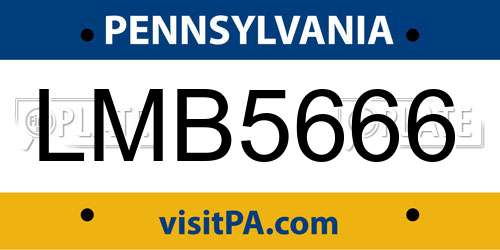 LMB5666 Pennsylvania License Plate