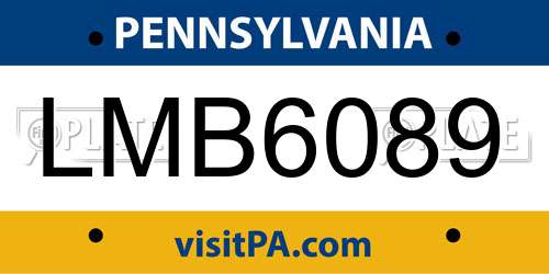 LMB6089 Pennsylvania License Plate