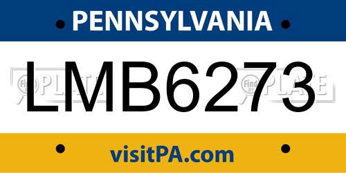 LMB6273 Pennsylvania License Plate