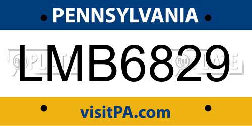 LMB6829 Pennsylvania License Plate
