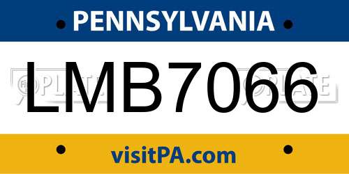 LMB7066 Pennsylvania License Plate