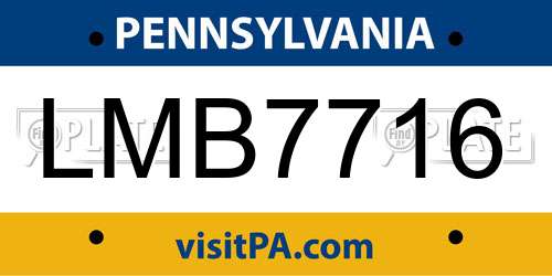 LMB7716 Pennsylvania License Plate