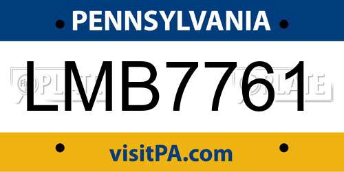 LMB7761 Pennsylvania License Plate