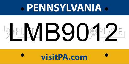 LMB9012 Pennsylvania License Plate