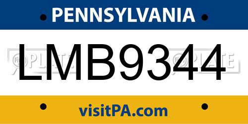 LMB9344 Pennsylvania License Plate