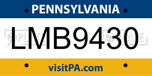 LMB9430 Pennsylvania License Plate