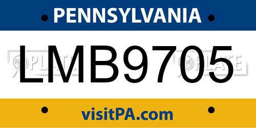 LMB9705 Pennsylvania License Plate