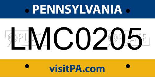 LMC0205 Pennsylvania License Plate