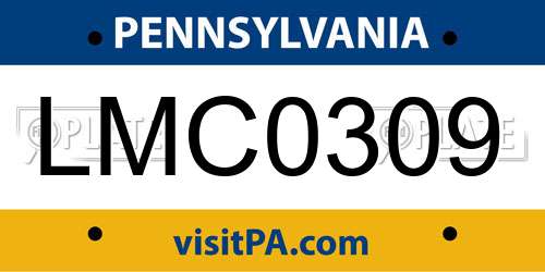 LMC0309 Pennsylvania License Plate