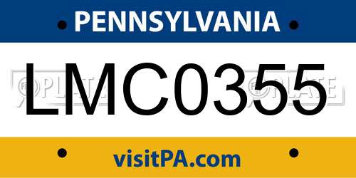 LMC0355 Pennsylvania License Plate