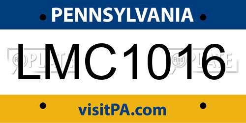 LMC1016 Pennsylvania License Plate