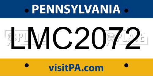 LMC2072 Pennsylvania License Plate