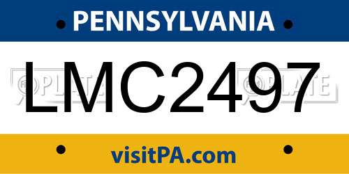 LMC2497 Pennsylvania License Plate