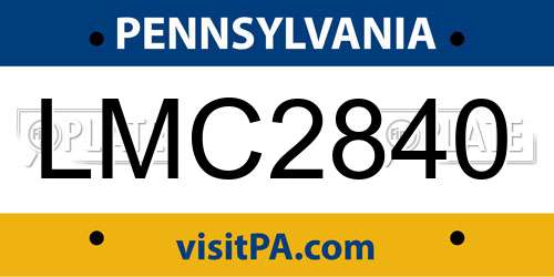 LMC2840 Pennsylvania License Plate