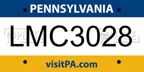 LMC3028 Pennsylvania License Plate
