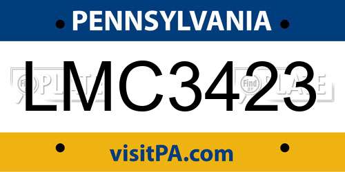 LMC3423 Pennsylvania License Plate