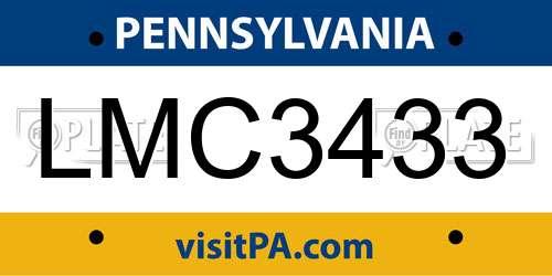 LMC3433 Pennsylvania License Plate