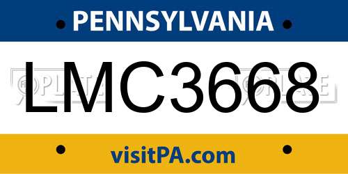 LMC3668 Pennsylvania License Plate