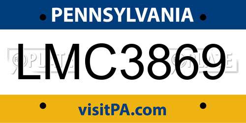 LMC3869 Pennsylvania License Plate
