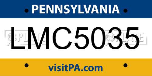 LMC5035 Pennsylvania License Plate