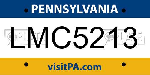 LMC5213 Pennsylvania License Plate