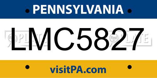 LMC5827 Pennsylvania License Plate