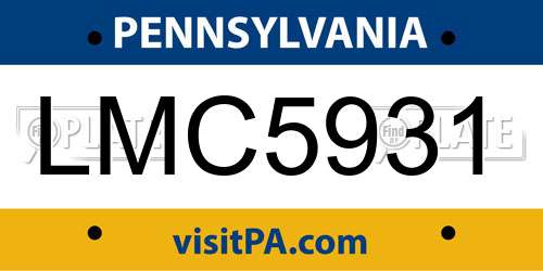 LMC5931 Pennsylvania License Plate