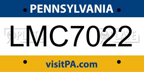LMC7022 Pennsylvania License Plate