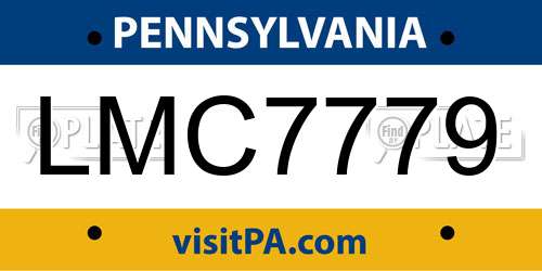 LMC7779 Pennsylvania License Plate