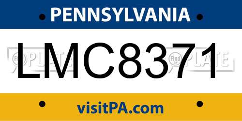 LMC8371 Pennsylvania License Plate