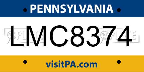 LMC8374 Pennsylvania License Plate