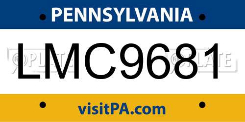 LMC9681 Pennsylvania License Plate