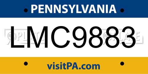 LMC9883 Pennsylvania License Plate
