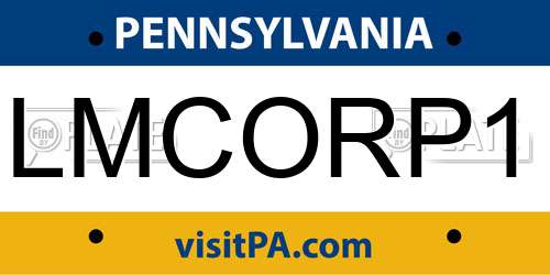 LMCORP1 Pennsylvania License Plate