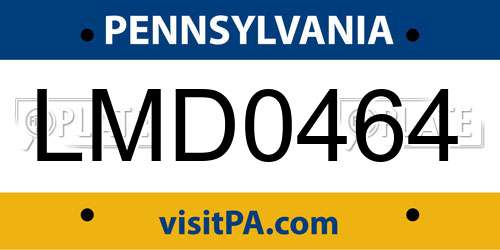 LMD0464 Pennsylvania License Plate