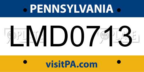 LMD0713 Pennsylvania License Plate