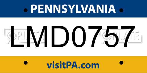 LMD0757 Pennsylvania License Plate