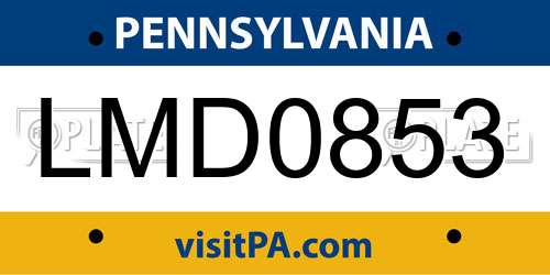 LMD0853 Pennsylvania License Plate