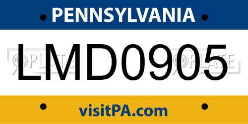 LMD0905 Pennsylvania License Plate