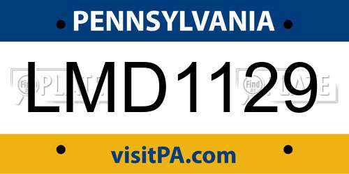 LMD1129 Pennsylvania License Plate