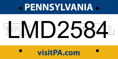LMD2584 Pennsylvania License Plate