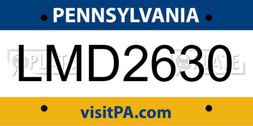 LMD2630 Pennsylvania License Plate