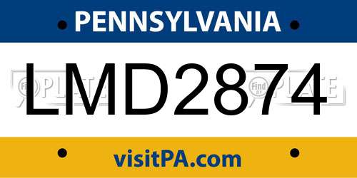 LMD2874 Pennsylvania License Plate