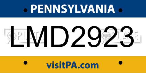 LMD2923 Pennsylvania License Plate