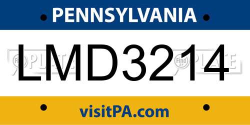 LMD3214 Pennsylvania License Plate