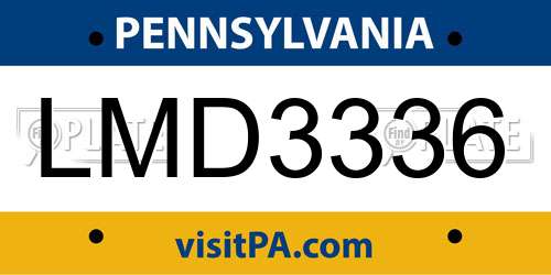 LMD3336 Pennsylvania License Plate
