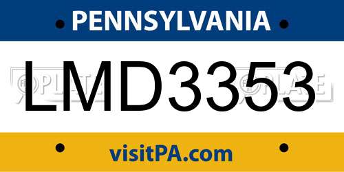 LMD3353 Pennsylvania License Plate