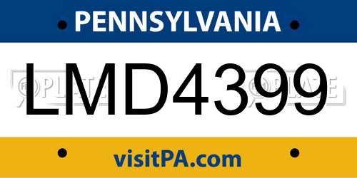 LMD4399 Pennsylvania License Plate